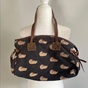 Dooney & Bourke Black and Tan Patterned Shoulder Bag